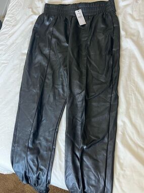 Express Black Faux Leather Jogger Pants